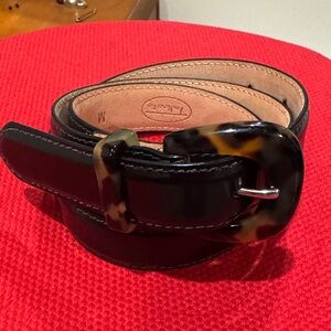Talbots Black Belt with Tortoiseshell Buckle